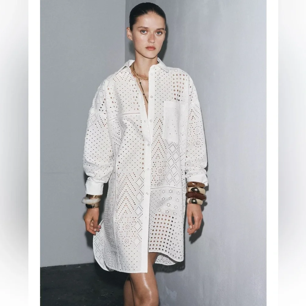 Zara ZW Collection Embroidered Eyelet Dress - Picture 4 of 11
